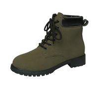 Generisch Stivaletti da donna con tacco alto, con tacco a blocco, stile retrò, per cavaliere, primavera, tinta unita, per il tempo libero, eleganti e classici, Verde militare., 38.5 EU