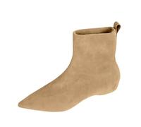 Generisch Stivaletti da donna Flat Velluto foderato Single Toe Moda Stivali e comodi stivali corti per le donne alla moda e versatili stivali sottili elastici, beige., 36 EU