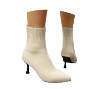 Generisch Stivaletti da donna in tinta unita, a maglia, per il tempo libero, traspiranti, con tacco sexy, O beige., 39 EU