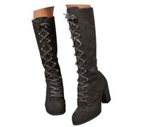 Generisch Stivaletti da donna stivali alti al ginocchio neri stivali invernali spessi con tacchi alti alla moda stivali da donna in Europa e negli Stati Uniti, Braun F, 37 EU