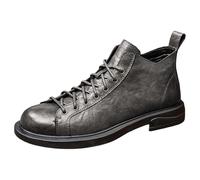generisch Stivaletti da uomo a basso taglio stivali corti con suola morbida stivali moderni vintage al ginocchio, stivali in pelle tinta unita impermeabili da lavoro all'aperto, grigio., 39 EU