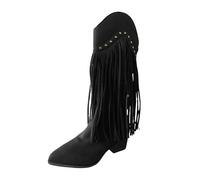 Generisch Stivaletti Donna Stivali Stivali Stivali Al Ginocchio Nero Stivali Invernali Moda Pelle Nappa Pizzo Medio Del polpaccio Temperamento Belle Scarpe All'aperto, Nero , 41 EU