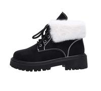 Generisch Stivaletti invernali casual con lacci, alla moda, con suola spessa per comfort e calore tutto il giorno, Nero , 38 EU