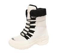 Generisch Stivaletti invernali da donna, foderati, impermeabili, con lacci, da donna, ad alta larghezza, ortopedici, per attività all'aperto, da tekking, eleganti e comodi, beige., 37 EU