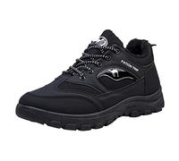 Generisch Stivaletti invernali da uomo, per il tempo libero, con lacci, imbottiti, in pile, con suola morbida, spessa, caldi, invernali, con lacci, antiscivolo, Nero , 39 EU