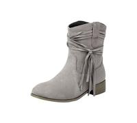 Generisch Stivaletti/stivaletti da donna marroni, bassi, scarpe medie, calf, stivali, stivali corti autunnali e invernali, stivali elastici retrò skinny, grigio., 37 EU
