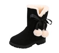 Generisch Stivali a mezza altezza per bambini, in peluche invernale, comodi, in cotone, con fiocco carino, foderato, termico, da neve, eleganti e belli, Nero , 37 EU