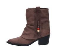 Generisch Stivali alla moda oversize per il commercio internazionale, stivali alla moda con tacco spesso, stivali retrò a soffietto in pizzo snellente, marrone, 39 EU