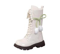 Generisch Stivali autunnali alla moda per ragazze con suola antiscivolo comoda superficie PU per bambini attivi, bianco, 31.5 EU