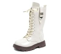 Generisch Stivali autunnali alla moda per ragazze con suola profilata antiscivolo, comodo materiale esterno in PU per bambini attivi nella vita di tutti i giorni, bianco, 35.5 EU