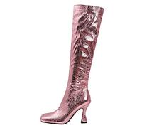 Generisch Stivali con tacco alto da donna, alla moda, invernali, per attività all'aria aperta, con chiusura lampo, vestibilità comoda per un aspetto elegante, Colore: rosso, 40 EU