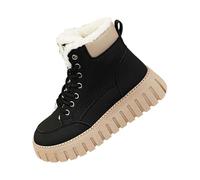 Generisch Stivali corti imbottiti caldi da donna in inverno e inverno Stivali imbottiti con tacco per donna Biker uomo 44, Nero , 38 EU