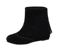 Generisch Stivali da cowboy da donna in pelle scamosciata, con zeppa, eleganti chelsea boots nappe spogliatoi corti, antiscivolo, invernali leggeri, Nero , 35 EU