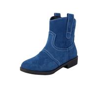 Generisch Stivali da cowboy moderni da donna, stile vintage, da equitazione con tacco piatto e cerniera laterale da uomo, taglia L, Blu, 34 EU