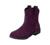 Generisch Stivali da cowboy moderni da donna, stile vintage, da equitazione con tacco piatto e cerniera laterale da uomo, taglia L, Lilla, 42 EU