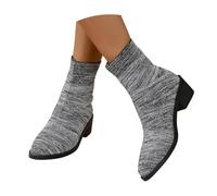 Generisch Stivali da donna effetto maglia, stivaletti alti per autunno e inverno, traspiranti, da donna, sottili, alla caviglia, per le giornate fredde, O grigio., 39 EU