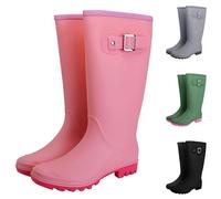 Generisch Stivali da donna in gomma, alti impermeabili, con tacco, eleganti stivali da pioggia con tacco a blocco, scarpe da giardino, scarpe da pioggia, con suola antiscivolo, scarpe da lavoro