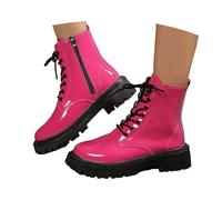 Generisch Stivali da donna inglesi, per autunno e inverno, corti, stile retrò, con tacco a blocco, morbidi, O Rosa Caldo, 41 EU