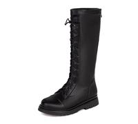 Generisch Stivali da equitazione da bambina, con lacci, in poliuretano, per equitazione, tutti i giorni, con cerniera laterale, design moderno, per ragazze, Nero , 27.5 EU