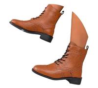 Generisch Stivali da martino, da donna, per le mezze stagioni, per autunno e inverno, corti, in inglese, retrò, con tacco medio, tacco a blocco, in morbida pelle, O caffè., 41 EU