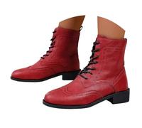 Generisch Stivali da martino, da donna, per le mezze stagioni, per autunno e inverno, corti, in inglese, retrò, con tacco medio, tacco a blocco, in morbida pelle, O rosso., 37 EU