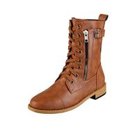 Generisch Stivali da moto da donna con chiusura lampo, tacco laterale, stivaletti da cavaliere eleganti per outfit, robusti stivali con lacci dal design alla moda con plateau