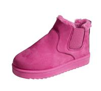 Generisch Stivali da neve con stivali da donna caldi e accoglienti, stivali invernali in vera lana per il massimo comfort e calore Jack da donna piatti, Colore: rosso, 36 EU