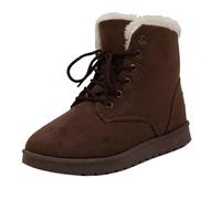 Generisch Stivali da neve da donna, imbottiti, con lacci, colore beige, tinta unita, antiscivolo, da trekking, per attività all'aria aperta, caldi, caffè, 37 EU