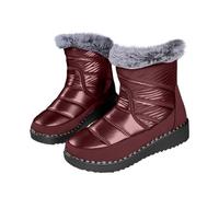 Generisch Stivali da neve da donna, impermeabili, foderati, invernali, da donna, eleganti, caldi, con tacco a zeppa, per attività all'aria aperta, invernali, Colore: rosso, 40 EU