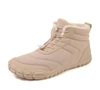 Generisch Stivali da neve da uomo di alta qualità per l'inverno, comode e calde scarpe in cotone con suola resistente per attività all'aperto, tempo libero, beige., 37 EU