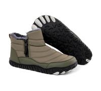 Generisch Stivali da neve da uomo per l'inverno, spessi e caldi, chiusura lampo, isolamento ottimale, scarpe da esterno eleganti, resistenti e confortevoli, verde militare, 42 EU