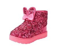 Generisch Stivali da neve per bambini, unisex, per ragazze e ragazzi, con fodera calda, in gomma antiscivolo, per le mezze stagioni, con orecchie di coniglio, Colore: rosso, 28 EU