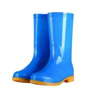 Generisch Stivali da pioggia da donna a gambo lungo, in gomma, impermeabili, antiscivolo, con tacco, alla caviglia, traspiranti, per la pesca, Blu, 36 EU