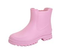 Generisch Stivali da pioggia da donna, comodi, elastici, per adulti, alla moda, tacco medio, antiscivolo, suola profilata, stivali da giardino corti, Colore: rosa., 41 EU