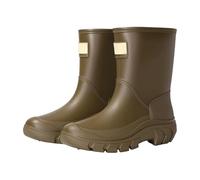 Generisch Stivali da pioggia da donna, comodi, leggeri, piatti, impermeabili, alla moda, antiscivolo, traspiranti, tinta unita, per attività all'aperto, verde militare, 39 EU