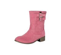 Generisch Stivali da pioggia da donna, da cowboy, autunno, punta a punta, con fibbie, tinta unita, alla moda, eleganti, da donna, per attività all'aperto, taglie grandi, 33 - 43,5 EU, Colore: rosa