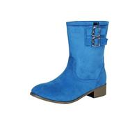 Generisch Stivali da pioggia da donna, da cowboy, autunno, punta a punta, con fibbie, tinta unita, alla moda, eleganti, da donna, per attività all'aperto, taglie grandi, 33 - 43,5 EU, Blu, 41.5 EU