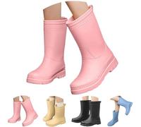 Generisch Stivali da pioggia da donna, larghi al ginocchio, con plateau antiscivolo, da giardino, comodi con cinturino alla caviglia, leggeri e impermeabili, Nero , 38 EU