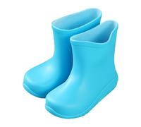 Generisch Stivali da pioggia unisex per bambini, comodi e impermeabili, leggeri, antiscivolo, a mezza altezza, per uscire sotto la pioggia, Celeste., 19 EU