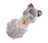 Generisch Stivali da ragazza alla moda per la primavera estate con scarpe da ballo design scintillanti strass appliques comoda leggerezza, argento, 27 EU