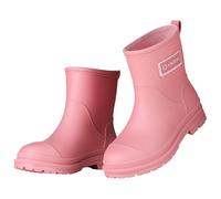 Generisch Stivali di gomma da donna a mezza altezza, antiscivolo, impermeabili, stivaletti a gambo largo, vintage, in gomma, leggeri, scarpe da giardino, stivali da pioggia larghi, Z3 rosa., 39 EU