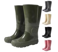 Generisch Stivali di gomma da donna a mezza altezza, estivi, per la pioggia, unisex, per campeggio, antiscivolo, basic, verde, 40 EU