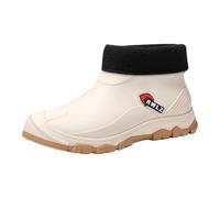 Generisch Stivali di gomma da donna e uomo, impermeabili, eleganti, caldi, corti per il cammino al lavoro, scarpe in gomma da cucina, ghette impermeabili durevoli per esterni, bianco, 43 EU