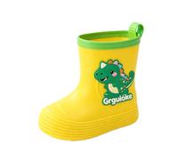 Generisch Stivali di gomma per bambini, impermeabili, antiscivolo, leggeri come una piuma, per ragazzi e ragazze, suola robusta riflettente, per tutte le stagioni, con dinosauri riflettenti, Giallo 7