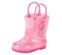 Generisch Stivali di gomma per bambini, ragazzi, ragazze, robusti stivali da pioggia con manico, per una facile rimozione con suola antiscivolo, stivaletti per bambini, Colore: rosa., 30 EU