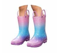 Generisch Stivali di gomma per bambini, trasparenti, arcobaleno, antiscivolo, design arcobaleno, suola antiscivolo, impermeabili, gambale medio, per 2-10 anni, Lilla, 4.5-5 Jahre