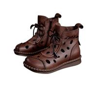 Generisch Stivali estivi da donna, Stivali corti da donna Tacco Chunky Tacco Chunky Sandali Mid Calf Stivali da donna Mid Calf Sandalo Stivali, marrone, 39 EU