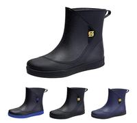 Generisch Stivali in gomma da uomo, slip on Rain Boots, Water Shoes Top Rubber Scarpe casual Fashion, Outdoor Work Fishing Car Wash Kitchen Non Slip Overshoes,Rain Boots, Nero , 44 EU