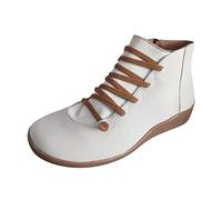 Generisch Stivali in pelle da donna con lacci High Top Sneaker in similpelle, stivaletti da equitazione, stivali da lavoro, stivali corti da trekking, stivali da trekking, scarpe per il tempo libero