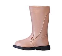 Generisch Stivali invernali alla moda per ragazze con tacchi piatti, suola profilata robusta per una tenuta ottimale nella stagione fredda, cachi, 33.5 EU